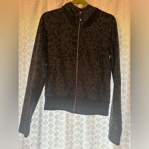 Lululemon Namaskar Hoodie Black Animal Swirl Zip Up Jacket Leopard Womens Size 8